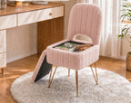 Tabouret Guimauve — peluche rose, dossier rabattable et coffre – vue 4