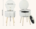 Tabouret Coquette — bouclette blanche, dossier rabattable et coffre – vue 5