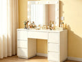 Coiffeuse Constance — 110 cm, miroir à ampoules et 7 tiroirs