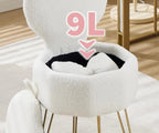 Tabouret Coquette — bouclette blanche, dossier rabattable et coffre – vue 4