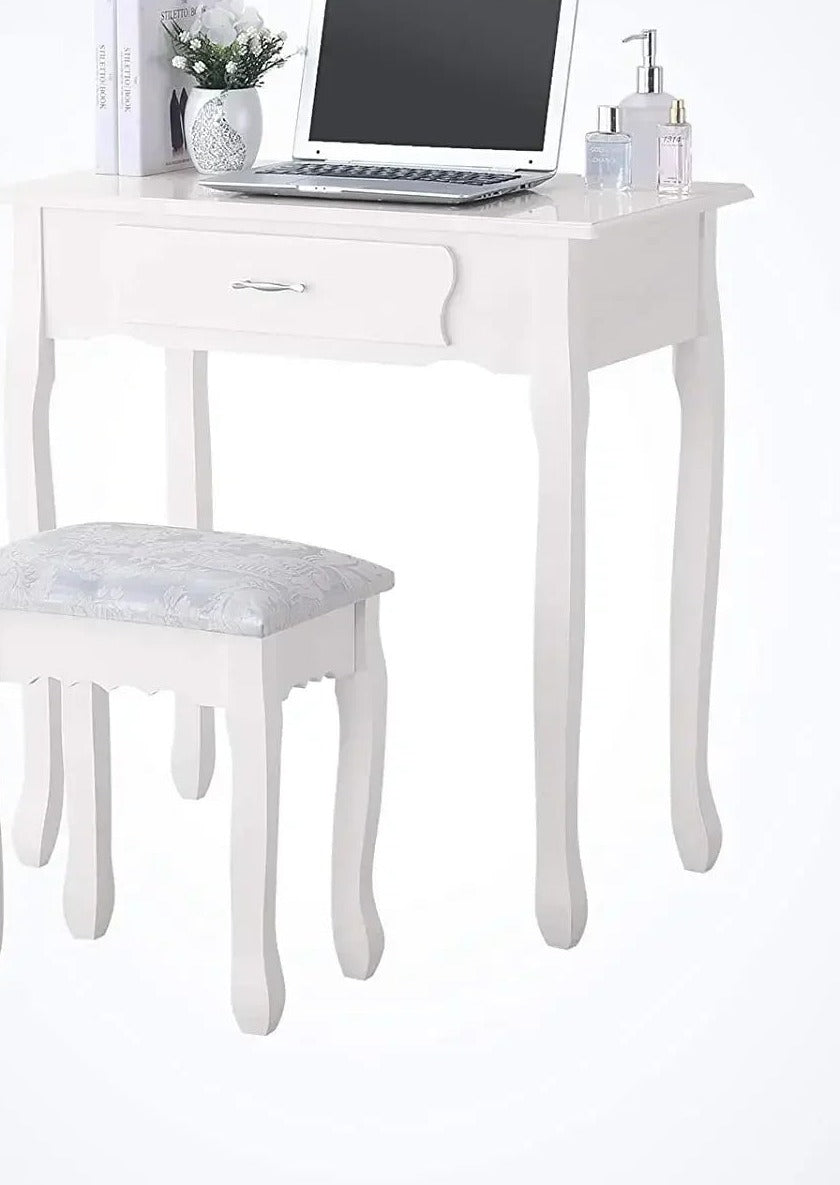 Coiffeuse Colette — style romantique, miroir ovale et tabouret – vue 3