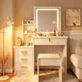 Coiffeuse Joséphine — miroir LED, 4 tiroirs et tabouret