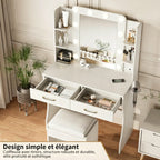 Coiffeuse Capucine — miroir à 10 ampoules, 2 tiroirs et tabouret – vue 2