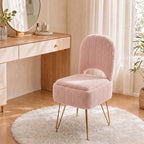 Tabouret Guimauve — peluche rose, dossier rabattable et coffre