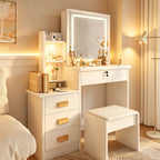 Coiffeuse Joséphine — miroir LED, 4 tiroirs et tabouret – vue 2
