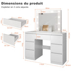 Coiffeuse Constance — 110 cm, miroir à ampoules et 7 tiroirs – vue 5