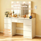 Coiffeuse Constance — 110 cm, miroir à ampoules et 7 tiroirs – vue 2