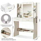 Coiffeuse Capucine — miroir à 10 ampoules, 2 tiroirs et tabouret – vue 4