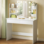Coiffeuse Louise — 90 cm, miroir à 10 ampoules et 2 tiroirs
