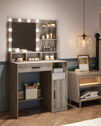 Coiffeuse Romy — miroir à 10 ampoules, tiroir et placard – vue 4