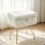 Tabouret Nuage — fausse fourrure, coffre de rangement et pieds dorés – vue 3