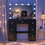 Coiffeuse Ava — noire, miroir à 11 ampoules et 7 tiroirs – vue 4
