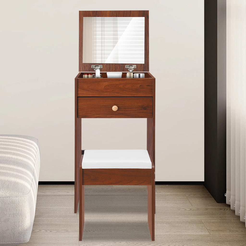 Coiffeuse Lison — 40 cm de large, miroir caché et tabouret – vue 10