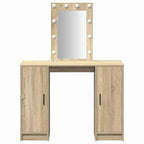 Coiffeuse Garance — décor chêne, miroir à ampoules et 2 placards – vue 5
