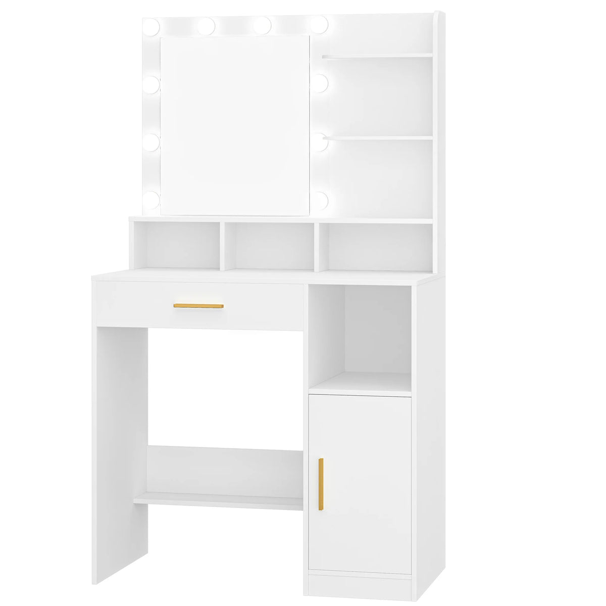 Coiffeuse Romy — miroir à 10 ampoules, tiroir et placard – vue 3