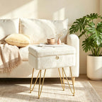 Tabouret Nuage — fausse fourrure, coffre de rangement et pieds dorés – vue 4