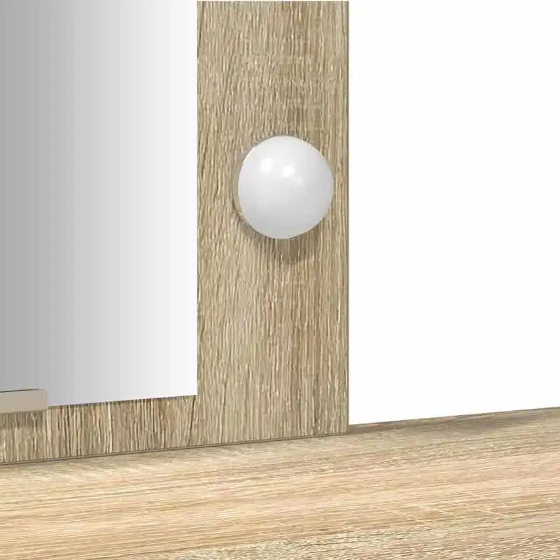 Coiffeuse Garance — décor chêne, miroir à ampoules et 2 placards – vue 6