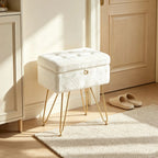 Tabouret Nuage — fausse fourrure, coffre de rangement et pieds dorés – vue 2