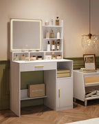 Coiffeuse Jeanne — miroir LED tactile, tiroir et placard