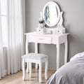 Coiffeuse Colette — style romantique, miroir ovale et tabouret