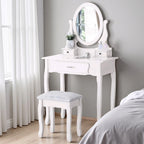 Coiffeuse Colette — style romantique, miroir ovale et tabouret