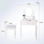Coiffeuse Colette — style romantique, miroir ovale et tabouret – vue 4